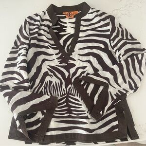 Tory Burch Brown and White Zebra Print Top